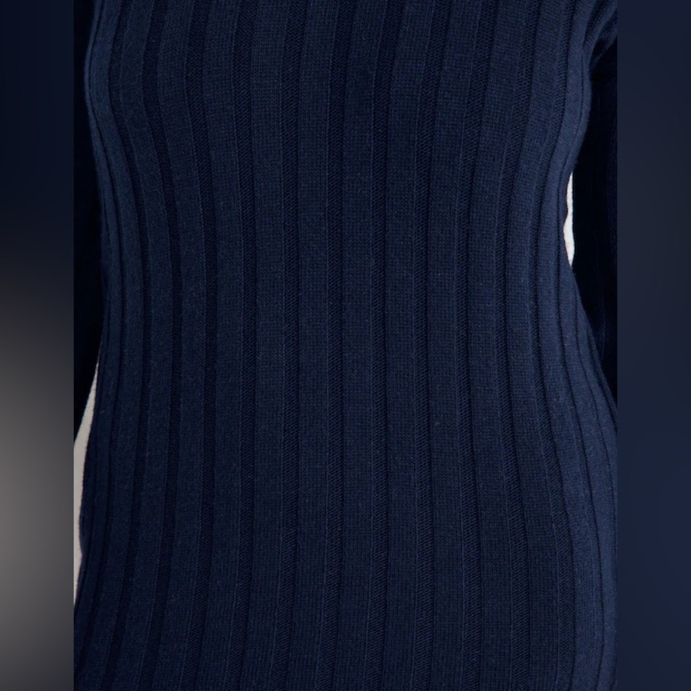 New Madewell Sz XL Re)sourced Ribbed Midi Sweater Dress NAVY - Picture 4 of 8